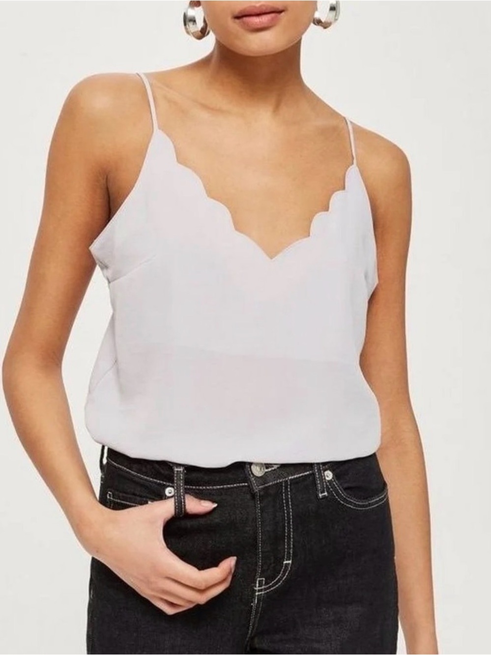 Topshop lavender / grey Scallop V-Neck Spaghetti Strap Cami NEW NWT size 6
